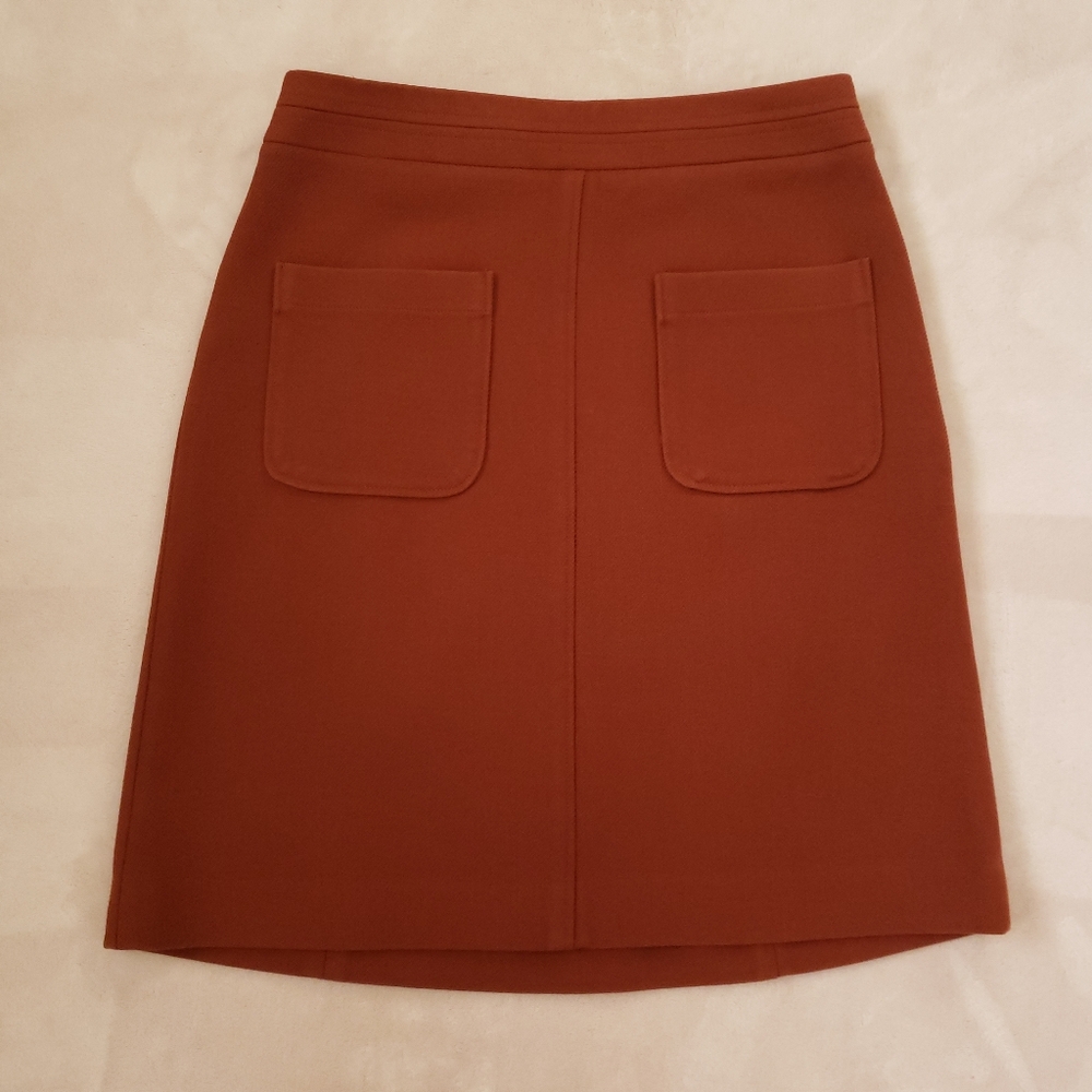 Ann Taylor Rust Orange Patch Pocket A-Line Knit Skirt